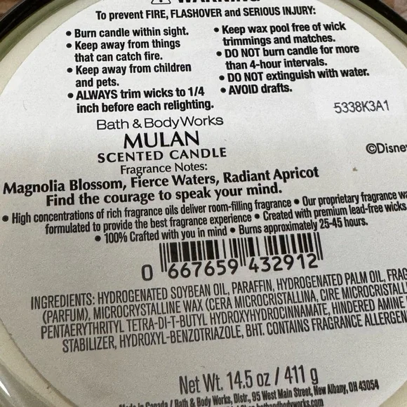 NEW B&BW Disney Princess Mulan 3 wick candle Limited Edition - Picture 5 of 5